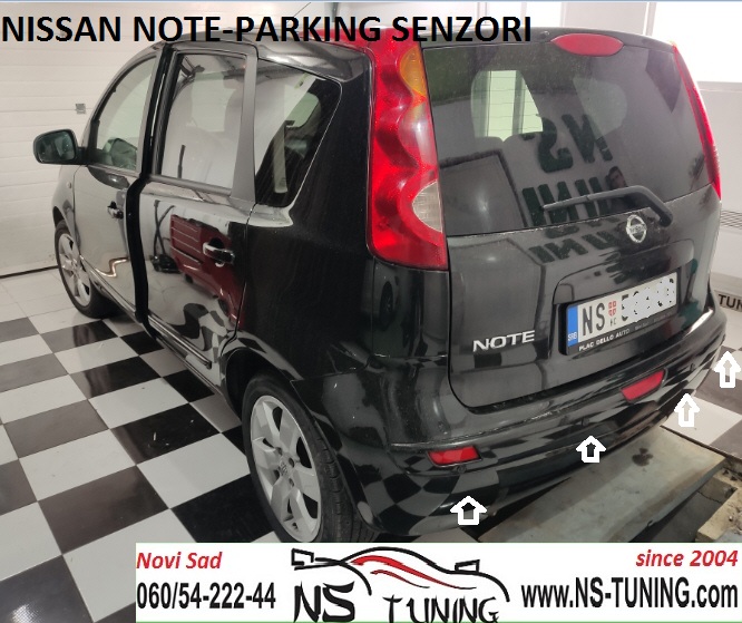 nissan note ugradnja parking senzori crni sjaj novi sad ns tuning displej i zvuk